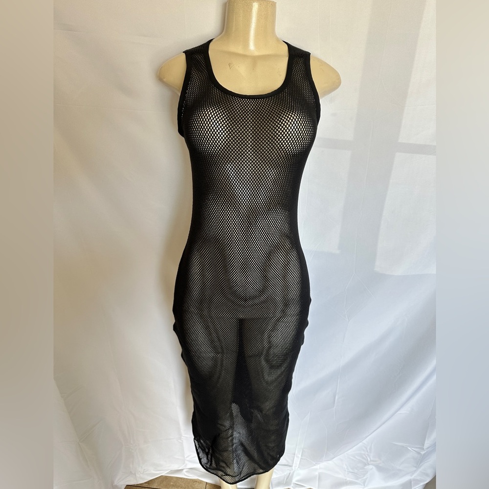 American & Beyond black bathing suit cover dress